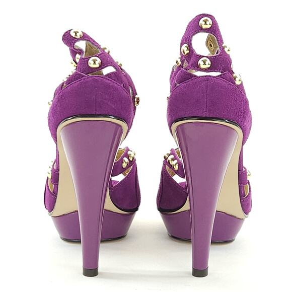 Vtg Steve Madden Platform 7 High Heel Stilleto Suede Studded Goth Cocktail READ - Picture 6 of 8